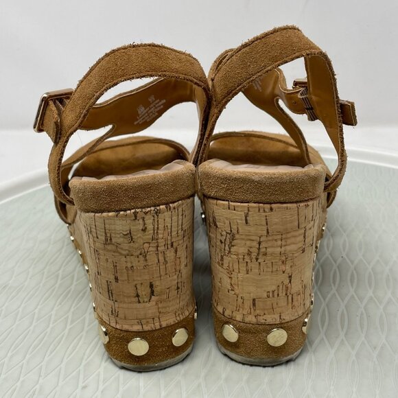 Bleecker & Bond Rosa Platform Wedge Sandal Size 6 Open Toe Buckle Strap Studded - Picture 6 of 11